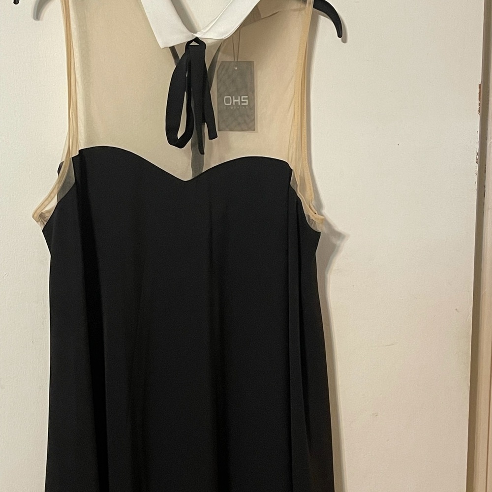 Mesh collar sleeveless dress